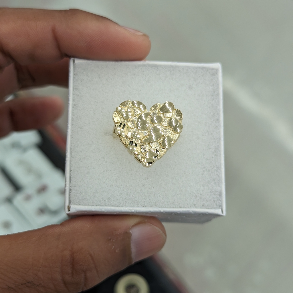 10kt Real Gold Heart Nugget Ring For Women